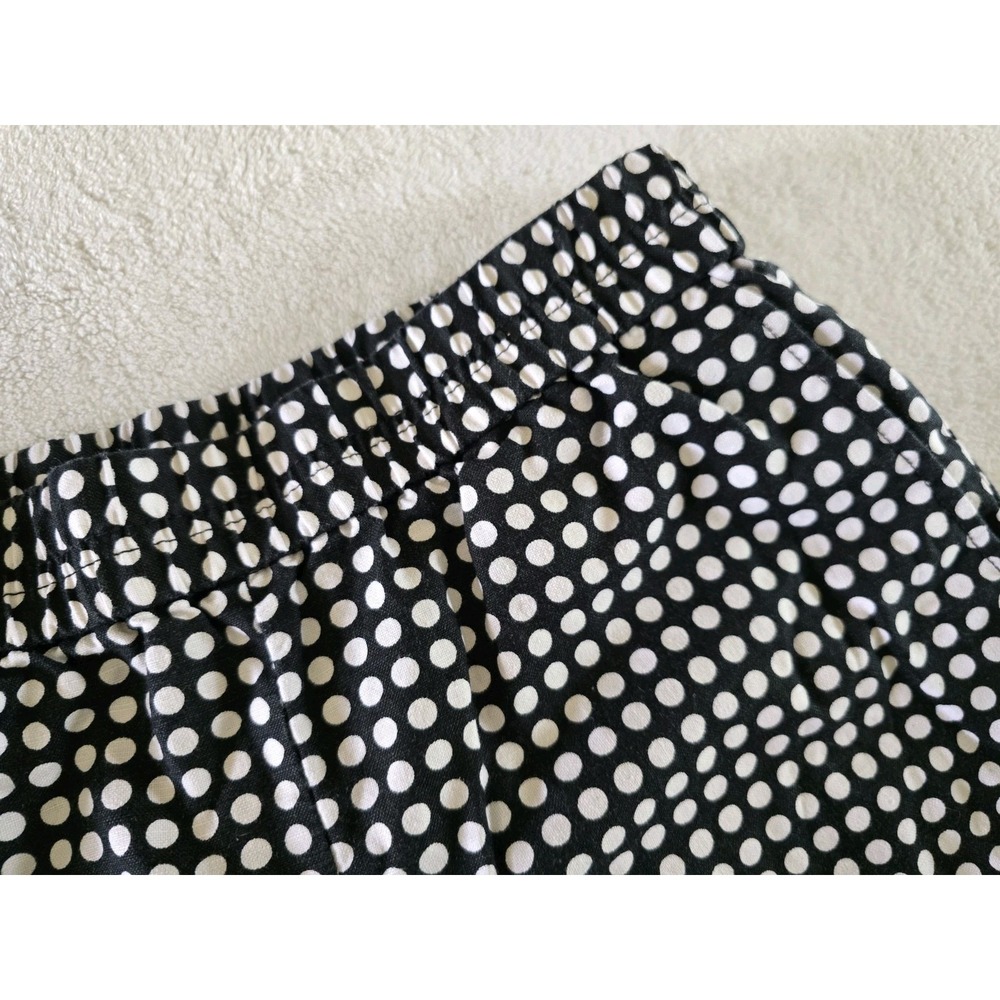 J Crew Womens Black White Polka Dots Shorts Size 2 Linen Blend Elastic Pull On - Picture 6 of 6